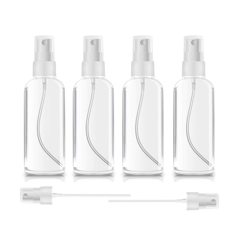 ZEROFIRE 4 Pack 1oz Clear Plastic Spray Bottles, Refillable Mini Spritzer for Travel, Cleaning, Gardening, Skin Care