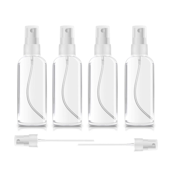 ZEROFIRE 4 Pack 1oz Clear Plastic Spray Bottles, Refillable Mini Spritzer for Travel, Cleaning, Gardening, Skin Care