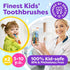 Kids Toothbrush 2 Pack - Soft Contoured Bristles, Child Sized Brush Heads (3-10 Years Old) - Suction Cup Storage (Blue