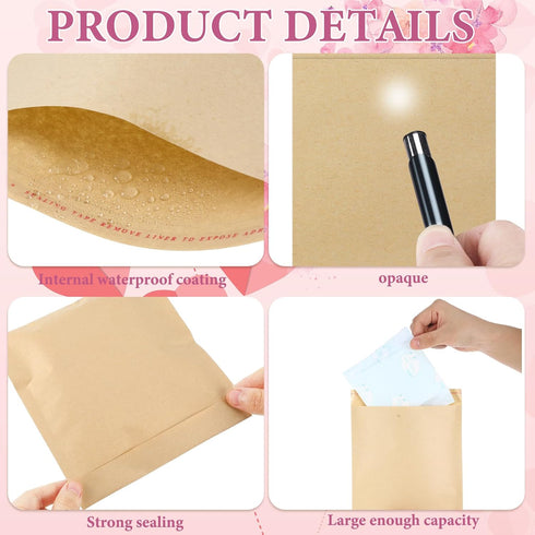 200 Pcs Feminine Hygiene Disposal Bags, Large Sanitary Napkin Disposal Bags, 7.87 x 6.3 Inch, Bulk Disposable Kraft Bags