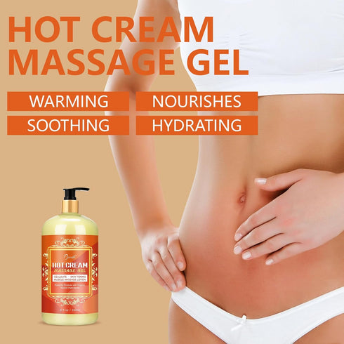 Set (8 Oz) Pjordo Anti Cellulite Massage Oil & Hot Cream with Massager, Natural Cellulite Remover, Oil & Massager