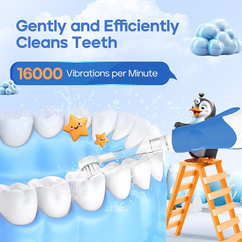 SEAGO Toddler Electric Toothbrushes, Ages 0-3 Years, with Smart Timer, 4 Replacement Brushheads