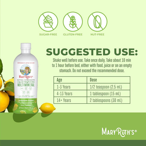 Extra Strength Nighttime Liquid Multimineral Sleep Supplement, Sugar Free, Calm Magnesium Citrate Sleep, NO Melatonin,