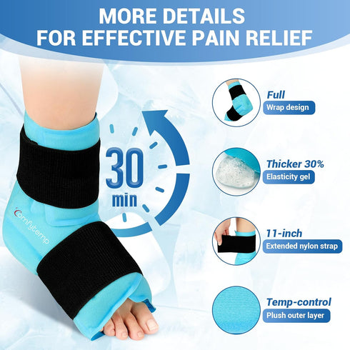Comfytemp Large Ankle Foot Ice Pack Wrap, FSA HSA Eligible for Plantar Fasciitis Relief, Hot & Cold Therapy