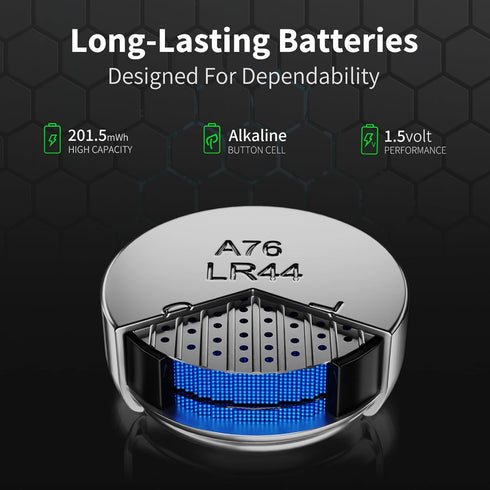NICEBATT LR44 60 Pack, AG13 L1154F 357 303 SR44 A76 1.5V Batteries Premium Alkaline Button Coin Cell Battery