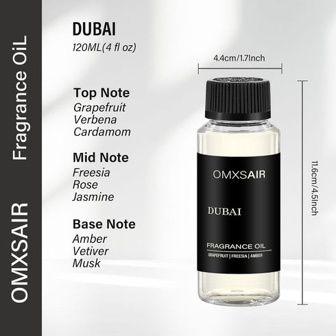 omxsair (120ml/4.1 oz) Luxury Hotel Scent Dubai Oil Diffuser Refill Kit | Long Lasting Essential Oil for Large Room
