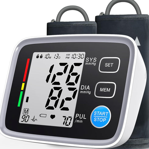 Upper Arm Blood Pressure Monitor, 2 Cuff Sizes, Automatic Digital BP Machine for Home Use