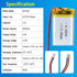 652540 3.7V Lipo Battery 650mAh, Rechargeable Lithium Polymer Battery Pack with JST PH2.0mm Connector for Electronic