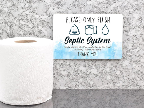 Septic Tank Bathroom Sign | Fun Adhesive Septic System Signs for Toilet | Novelty WC Septic Sign