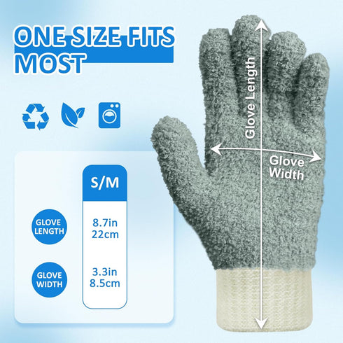MIG4U Microfiber Dusting Gloves - House Cleaning Glove for Blinds, Windows, Furniture, Reusable Lint-Free Gray 2 Pairs