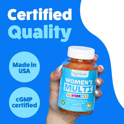Multivitamin Gummy for Women by Feel Great Vitamin Co, Chewable Supplement with Vitamins A, B, C, D, E, Biotin