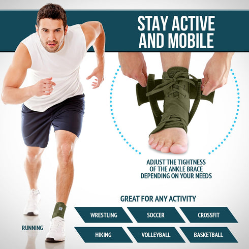 Z ATHLETICS Zenith Ankle Brace, Adjustable Lace Up Support for Running, Basketball, Injury Recovery