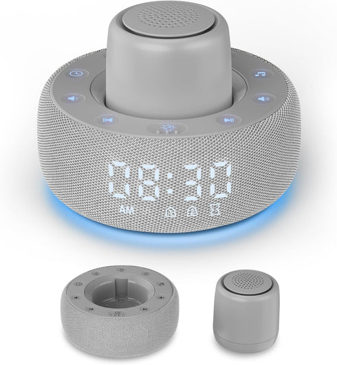 Paussion White Noise Machine with Smart Alarm Clock, 25 Soothing Sounds, Portable Sleep