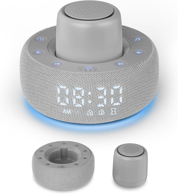 Paussion White Noise Machine with Smart Alarm Clock, 25 Soothing Sounds, Portable Sleep