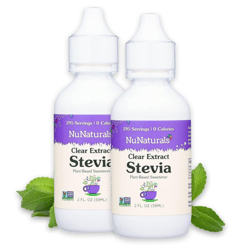 Nunaturals Clear Extract NuStevia, Plant-Based Sweetener, 2 Pack, 2 oz, Plastic
