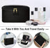 MAANGE Large Makeup Bag with 2pcs Small Bags, Portable Leather Travel Set for Women and Girls, Black