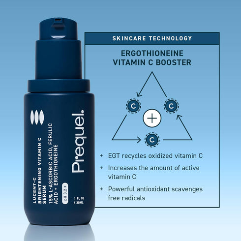 Prequel Skin Lucent-C Vitamin C Facial Serum, L-Asorbic Acid and Ferulic Acid Face Treatment, 1 Fl Oz