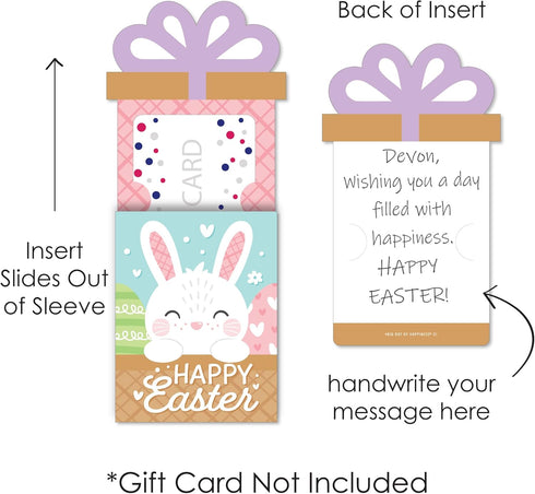Set 8 Big Dot of Happiness Easter Gift Card Holders, Spring Bunny, Bunny Money Envelopes Double-Sided Cardstock Sleeves