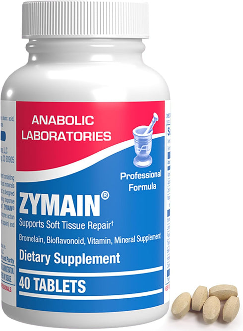 Bromelain Supplement for Soft Tissue Injuries - 40 Tablets - Soft Tissue Support with Vitamin C, Zinc, Bioflavonoids