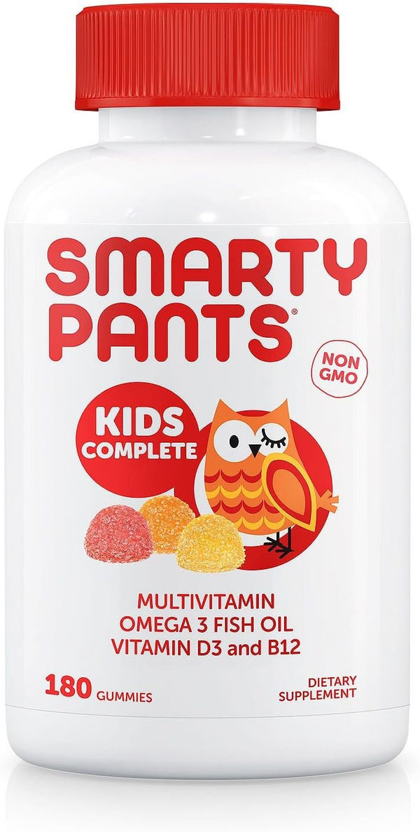 SmartyPants Kids Complete Daily Gummy Vitamins, Gluten Free, Multivitamin & Omega 3 Fish Oil DHA/EPA, 180 Count
