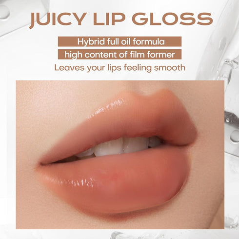 Mistine Lip Gloss, Non-sticky Lip Plumper, Lightweight Tint with 1% Peptide for Women, J01 Until Sunset 0.1 fl oz