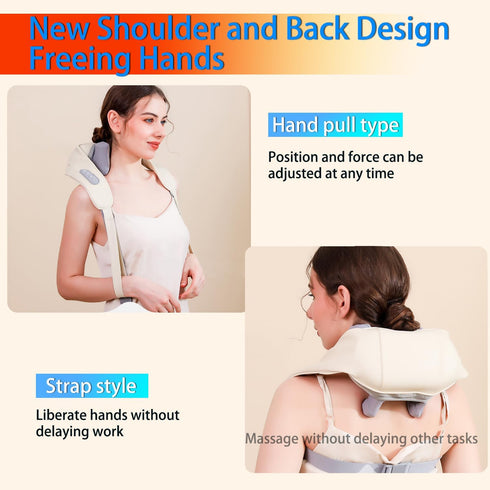 Neck and Shoulder Heat Massage, Cordless Deep Tissue 6D Expert Kneading Massage, Constant Temperature Heating, Wide