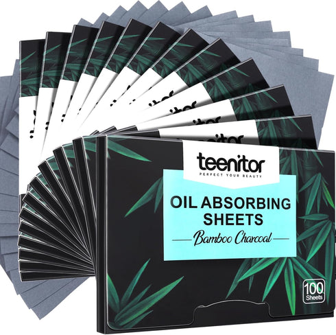 Teenitor Bamboo Charcoal Blotting Paper - 1200 Count Oil Absorbing Sheets for Face Oil Control, Perfect for Oily Skin