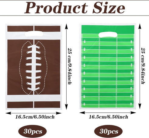WJIAAA 60 Pcs Football Goodie Bags with Handle, Party Favors Treat Snack Bags Plastic Rugby Theme Goodie Bag for Sports