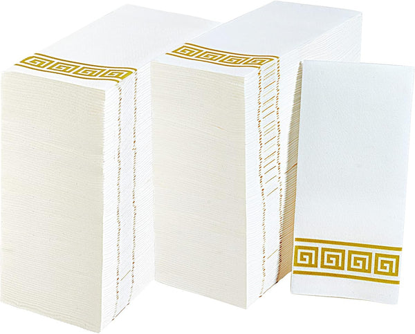 LITOPAK 200 Pack Paper Hand Towels for Bathroom - Guest Disposable Napkins for Kitchen, Wedding, Party, Dinner, Gold