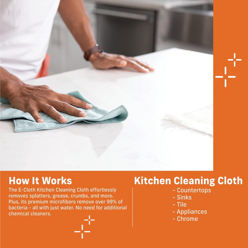 Pack, E-Cloth Kitchen Microfiber Cleaning Cloths, Single Green
