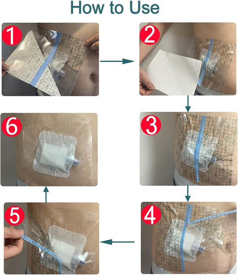 SinaiSea 8"x8" (Pack 25) Waterproof Dialysis Port Shower Cover Pd Catheter Shower Shields Dialysis Catheter Shower