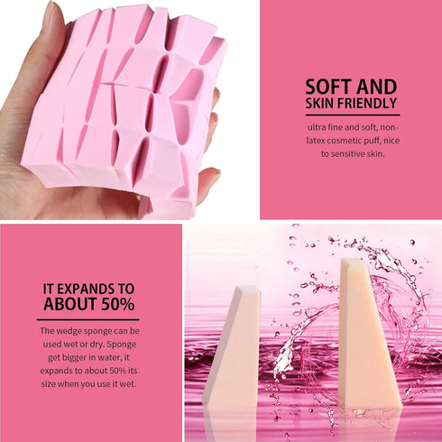 Teenitor 48 Pieces Makeup Sponge Blender - Latex Free Small Wedge Shaped Applicator for Liquid Cream Foundation