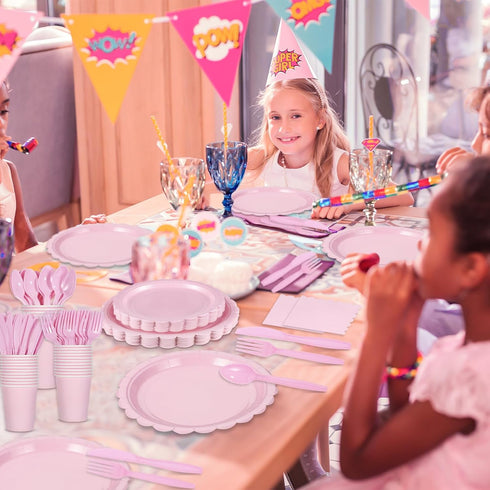 175 Pcs Pink Paper Plates and Napkins - 25 Guest Light Pink Party Supplies for Baby Shower & Birthday