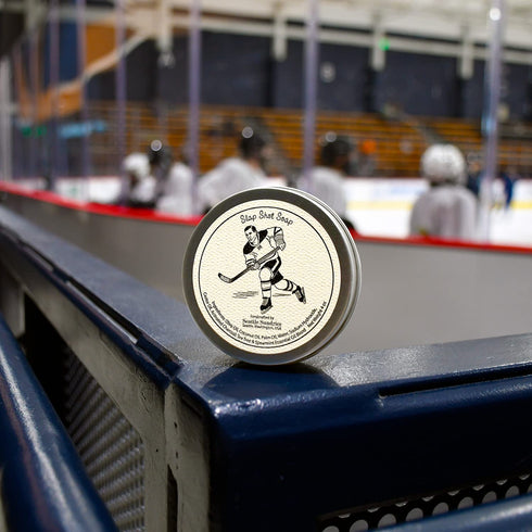 Slap Shot Hockey Puck Soap - 4oz Bar of Odor Fighting Activated Charcoal Soap in Retro Gift Tin