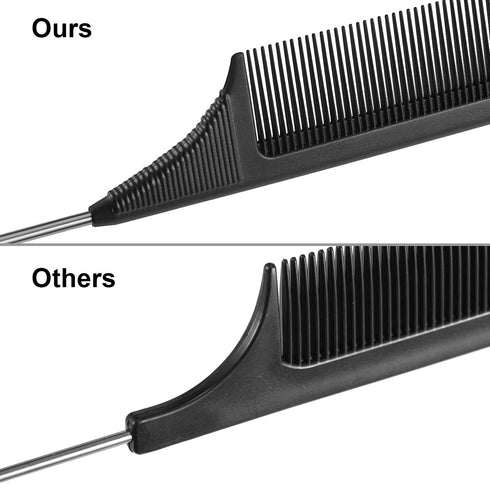 Leinuosen 2 Pack Rat Tail Combs, Steel Pin Teasing Comb for Sectioning, Parting, Styling Hair, Heat Resistant