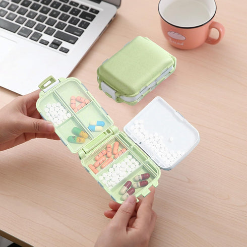 Zinmilin 3 8-Grid Travel Pill Box Case,Small Pill Case Travel Container Box for Purse,Small Pill Organizer Travel