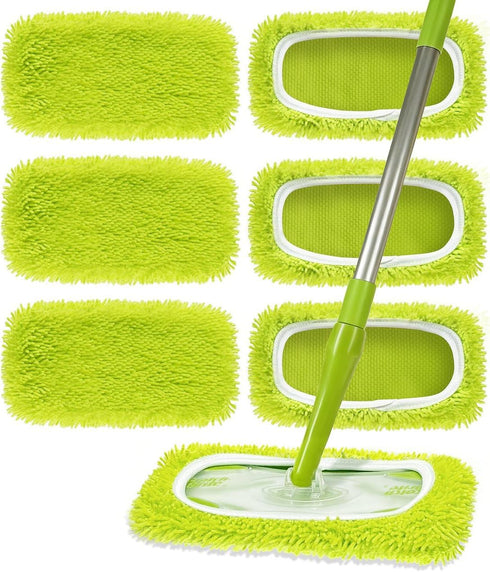 Hoapavi 6 Pack Reusable Microfiber Mop Pads Compatible with Swiffer Sweeper Mop, Washable