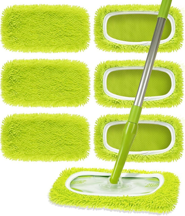 Hoapavi 6 Pack Reusable Microfiber Mop Pads Compatible with Swiffer Sweeper Mop, Washable