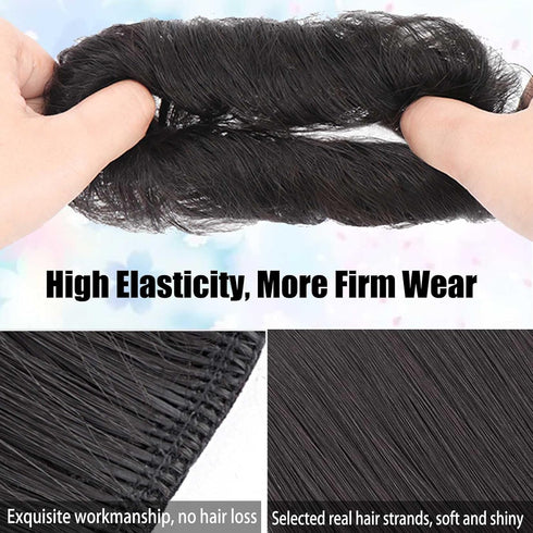 Messy Bun Hair Pieces, Human Hair with Elastic Band, Fluffy Chignon Ponytail Hair Extension for Women, 1Pack Straight