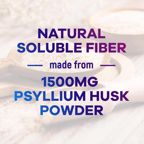 Psyllium Husk Powder Caps, 1500mg, Non-GMO Natural Soluble Fiber for Digestive Health, Vegan Supplement, 60 Capsules