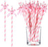 Psiriol 30pcs 7.7inch Pink Bow Straw, Pink Paper Straws, Disposable Cute Paper Straw,