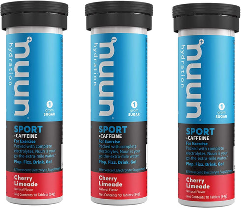 Nuun Energy: Cherry Limeade Electrolyte + Caffeine Tablets (3 Tubes of 10 Tabs)