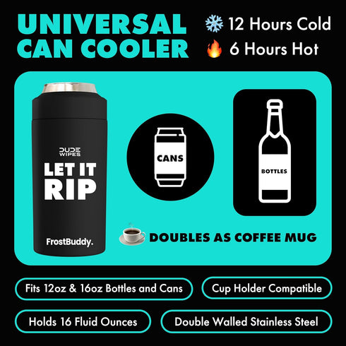 DUDE Wipes Summer Kit - FrostBuddy Universal Can Cooler + Extra-Large Flushable Wet Wipes - 1 Pack, 48 Wipes - Mint Chill