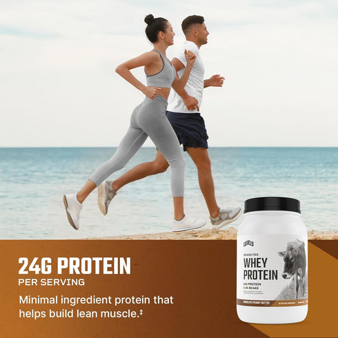Levels Grass Fed Whey Protein Powder - No Artificials, 24G Protein, Chocolate Peanut Butter, 2LB