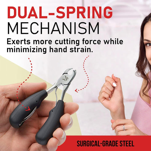 KLIPP Toenail Clippers for Thick Nails – Rustproof Stainless Steel Ingrown and Cuticle Nipper Trimmer with Ergonomic