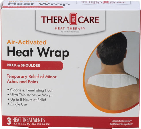 Thera|Care Air-Activated Heat Wrap for Neck, Wrist, Shoulder | 3 Treatments for Deep Pain Relief