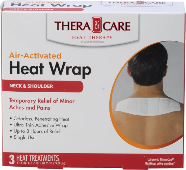 Thera|Care Air-Activated Heat Wrap for Neck, Wrist, Shoulder | 3 Treatments for Deep Pain Relief