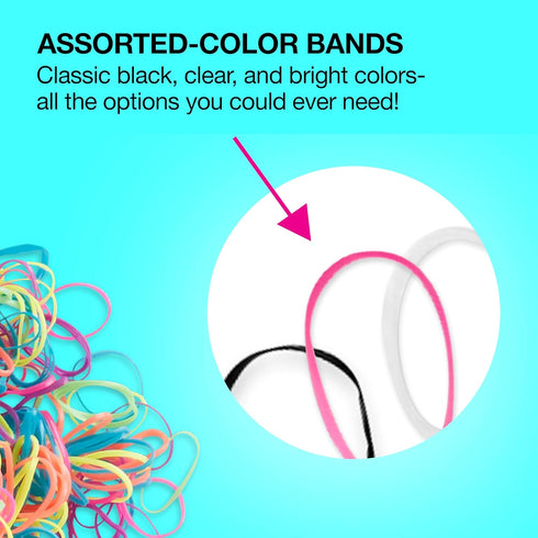 Scunci by Conair Hair Ties - Clear Hair Elastics - Hair Accessories for Women - Black, Clear & Multi Color - 2000 Count