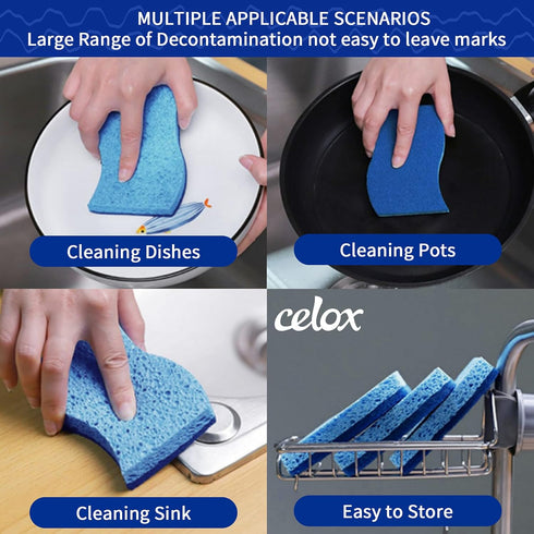CELOX 36 Pack Non-Scratch Dish Sponge, Dual Sided Kitchen Sponges for Long Lasting Household Cleaning