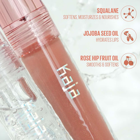 Kaja Lip Gloss - Gloss Shot with Jojoba Oil, Tinted Shimmer, Hydrating, Non-sticky, 02 Milk Tea, 0.14 Fl Oz
